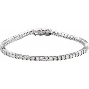 14K White 1 CTW Natural Diamond Illusion-Set Line 7" Bracelet - Robson's Jewelers