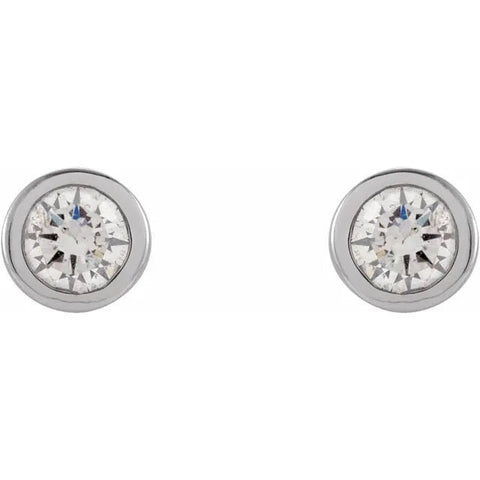 14K White .06 CTW Natural Diamond Micro Bezel-Set Earrings - Robson's Jewelers