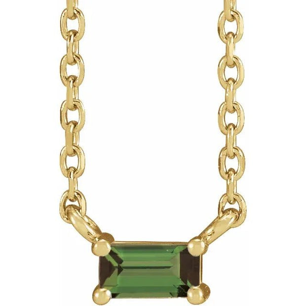 14K Yellow Natural Green Tourmaline Solitaire 18" Necklace - Robson's Jewelers