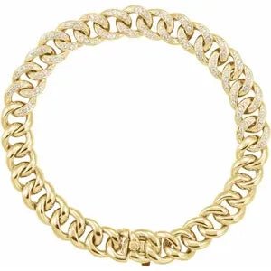 14K Yellow 3/4 CTW Natural Diamond Curb 7" Bracelet - Robson's Jewelers
