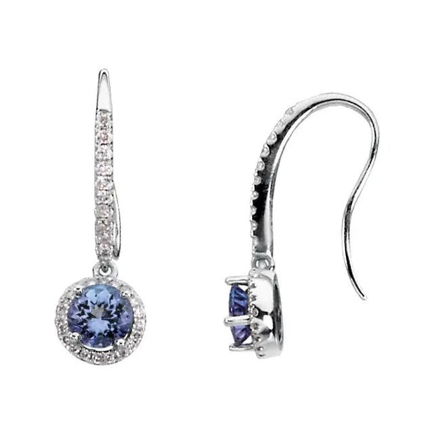 14K White Natural Tanzanite & 3/8 CTW Natural Diamond Earrings - Robson's Jewelers