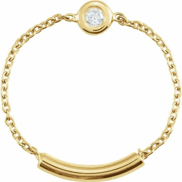 14K Yellow .02 CT Natural Diamond Bezel-Set Chain Ring Size 7 - Robson's Jewelers