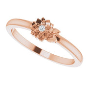 14K Rose .015 CT Natural Diamond Flower Ring - Robson's Jewelers
