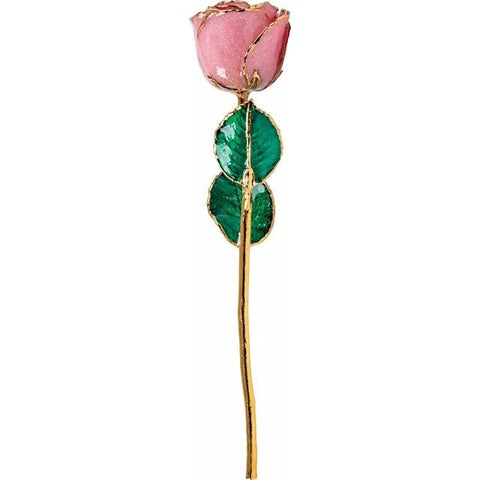 Lacquered Pink Sparkle Rose with Gold Trim - Robson's Jewelers