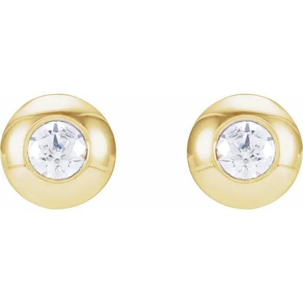 14K Yellow .06 CTW Natural Diamond Domed Bezel-Set Earrings - Robson's Jewelers