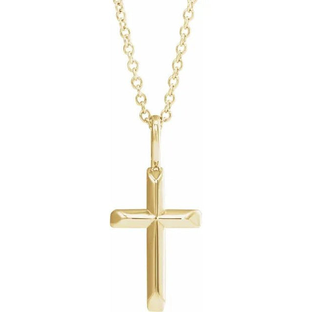 14K Yellow 18x9 mm Knife-Edge Cross 16-18" Necklace - Robson's Jewelers