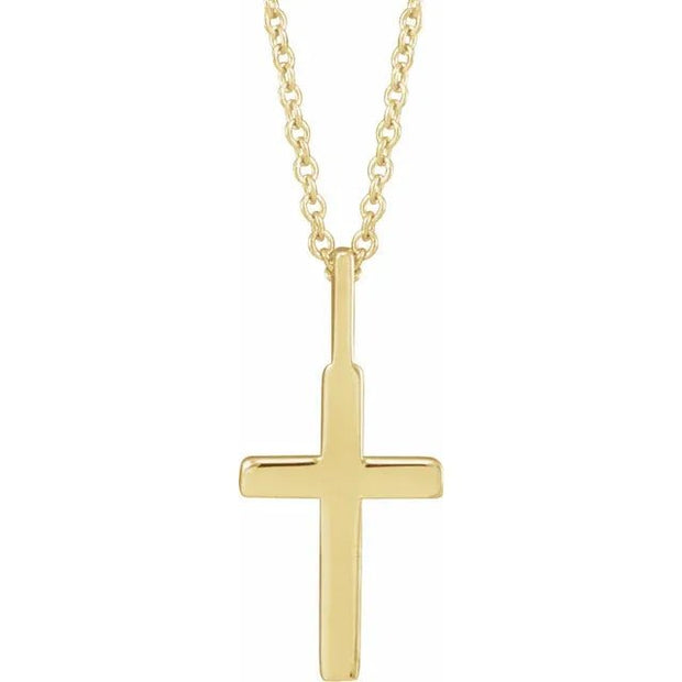 14K Yellow 18x9 mm Knife-Edge Cross 16-18" Necklace - Robson's Jewelers