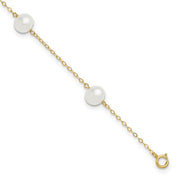 14K 7-8mm White Near Round FW Cultured Pearl 5-station 9in Anklet - Robson's Jewelers