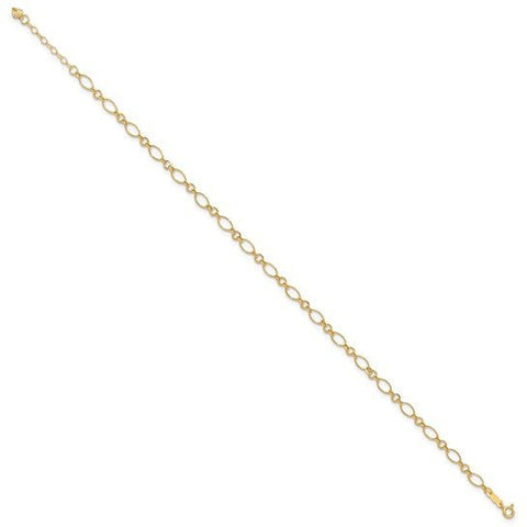 14k Fancy Link 9in with 1in ext Anklet - Robson's Jewelers