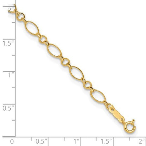 14k Fancy Link 9in with 1in ext Anklet - Robson's Jewelers