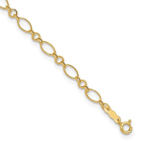 14k Fancy Link 9in with 1in ext Anklet - Robson's Jewelers