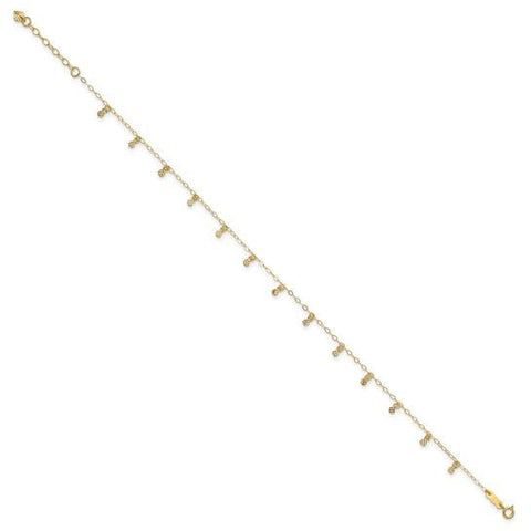 14K Oval Chain Diamond Cut Dots 9in plus 1in Ext Anklet - Robson's Jewelers