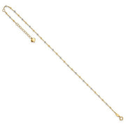 14K Two-tone Polished and Diamond-cut Beads 10in Plus 1in ext. Anklet - Robson's Jewelers