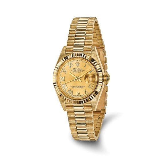 Pre-owned Independently Certified Rolex 18ky Lady Datejust President Watch - Robson's Jewelers
