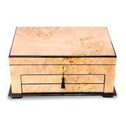 High Gloss Lacquered Birdseye Maple Finish 2-drawer Locking Wooden Jewelry Box - Robson's Jewelers
