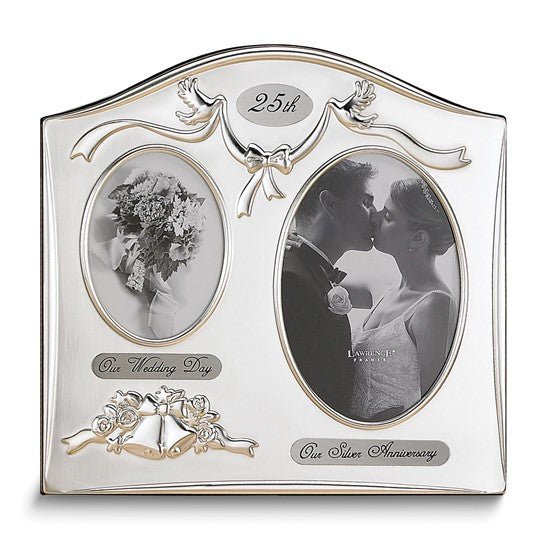 Satin Silver-plated 25th Anniversary OUR WEDDING DAY 3.5x5 Photo and OUR SILVER ANNIVERSARY 4x6 Photo Frame - Robson's Jewelers