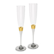 Pair Hammered Gold-tone Banded Nickel-plated Stem Toasting Flutes - Robson's Jewelers
