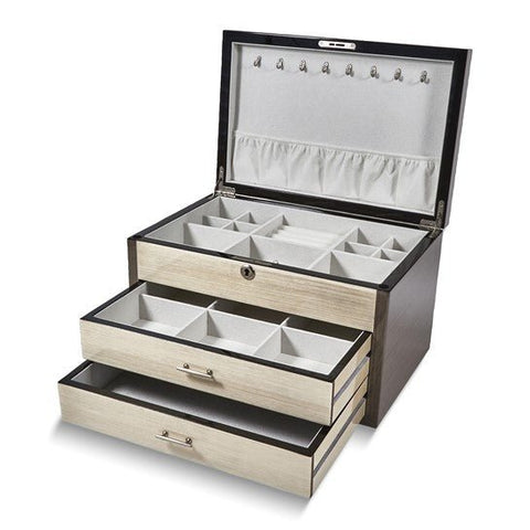 Matte Grey and White Finish 2-drawer Locking Wooden Jewelry Box - Robson's Jewelers