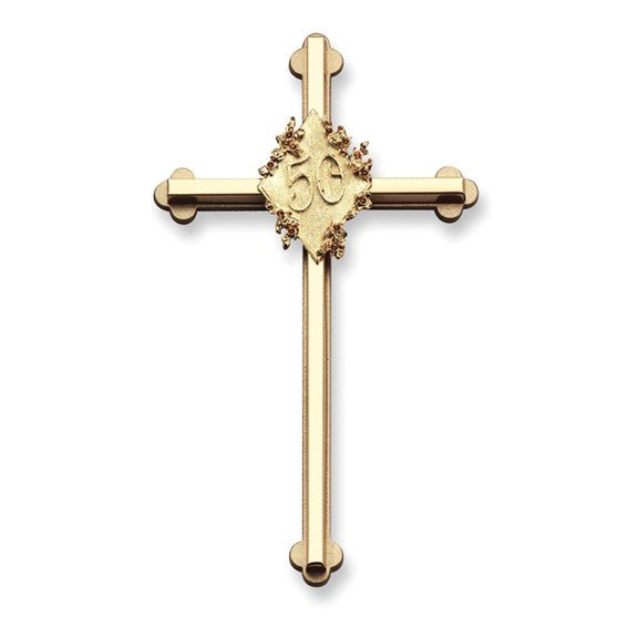 50th Anniversary Gold-tone Metal Wall Cross - Robson's Jewelers