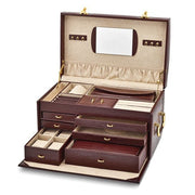 Brown Croco Textured Leather with Mirror Ultra-Suede Lined 6-Drawer Large Jewelry Case with Removable Jewelry Wallet and Travel Case - Robson's Jewelers