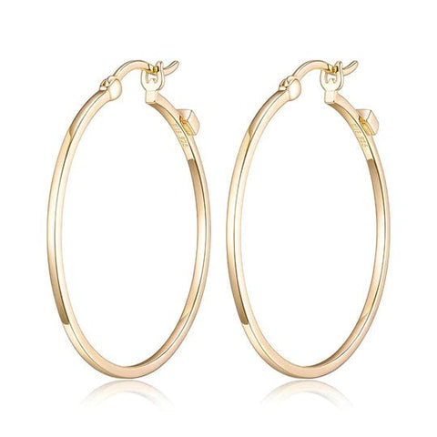 Gold Finished Hoop Earrings in Sterling Silver 35mm - Robson's Jewelers