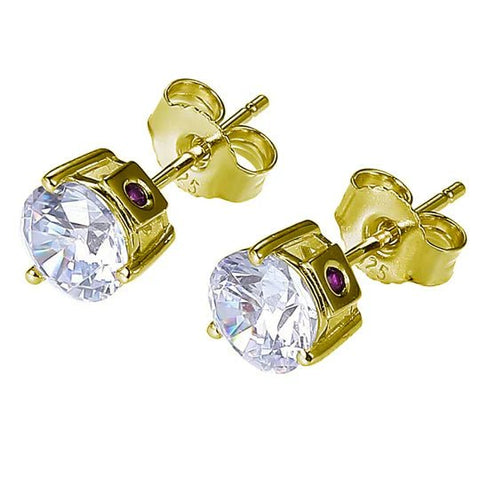 Gold Plated CZ Martini Earrings 6.25mm - Robson's Jewelers