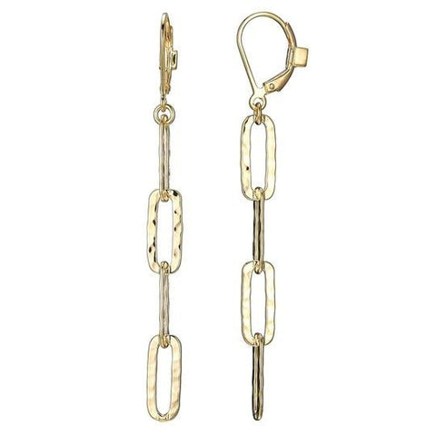 Gold Plated Hammered Paperclip Earrings - Robson's Jewelers