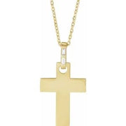 14K Yellow .03 CTW Natural Diamond Cross 16-18" Necklace Mounting - Robson's Jewelers