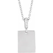 14K White .02 CTW Natural Diamond Engravable 16-18" Necklace - Robson's Jewelers