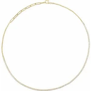 14K Yellow 3 1/5 CTW Natural Diamond Adjustable 16-18" Necklace - Robson's Jewelers