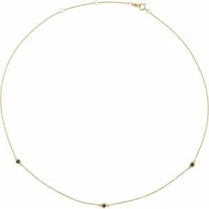 14K Yellow 1/5 CTW Natural Black Diamond 3-Station 16-18" Necklace - Robson's Jewelers
