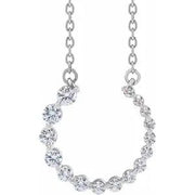 14K White 3/8 CTW Natural Diamond Graduated Circle 16-18" Necklace - Robson's Jewelers