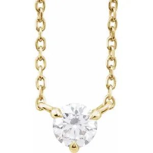 14K Yellow 1/5 CTW Natural Diamond Solitaire 16-18" Necklace - Robson's Jewelers