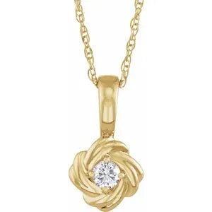 14K Yellow 1/6 CT Natural Diamond Knot 18" Necklace - Robson's Jewelers