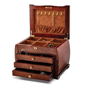 Luxury Giftware High Gloss Bubinga Veneer 3-drawer Locking Wooden Jewelry Chest - Robson's Jewelers