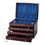 Luxury Giftware Matte Cherry Finish Poplar Veneer Large 3-drawer Locking Wooden Jewelry Chest - Robson's Jewelers