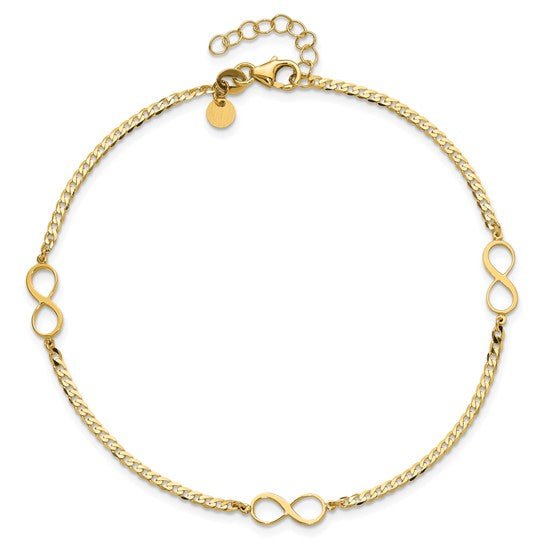 Leslie's 14k Polished Infinity Symbol 9in Plus 1in ext. Anklet - Robson's Jewelers