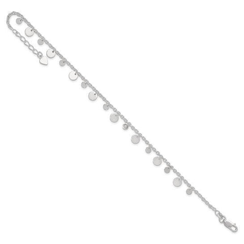 Sterling Silver Dangling Circle 9in Plus 1 in ext Anklet - Robson's Jewelers