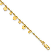 Sterling Silver Gold-tone Dangling Circle 9in Plus 1 in ext Anklet - Robson's Jewelers