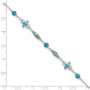 Sterling Silver Antiqued Turquoise Beaded Anklet - Robson's Jewelers