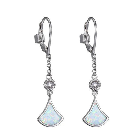 Rhodium Plated Opal and CZ Earrings - Robson's Jewelers