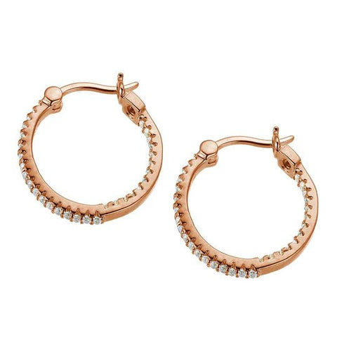 Rose Gold Plated CZ Hoop Earrings 20mm - Robson's Jewelers