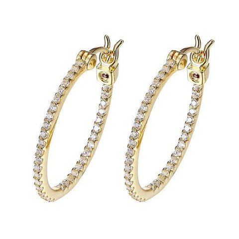 XWWELLE SS GP40 CZ Hoop Earrings 24x20mm - Robson's Jewelers